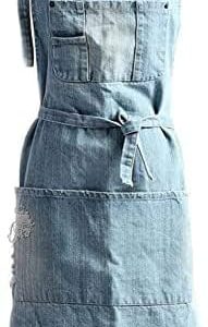 Denim Apron With 5 Pockets for Kitchens,Hairstylist Aprons for Women Men,Adjustable Bib Jean Apron for Arts Cafe Work